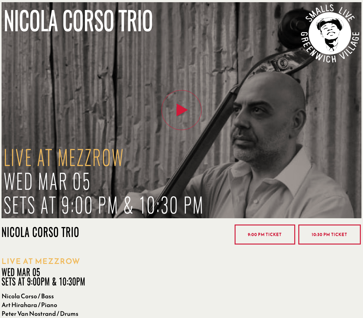 Nicola Corso Trio @ Mezzrow